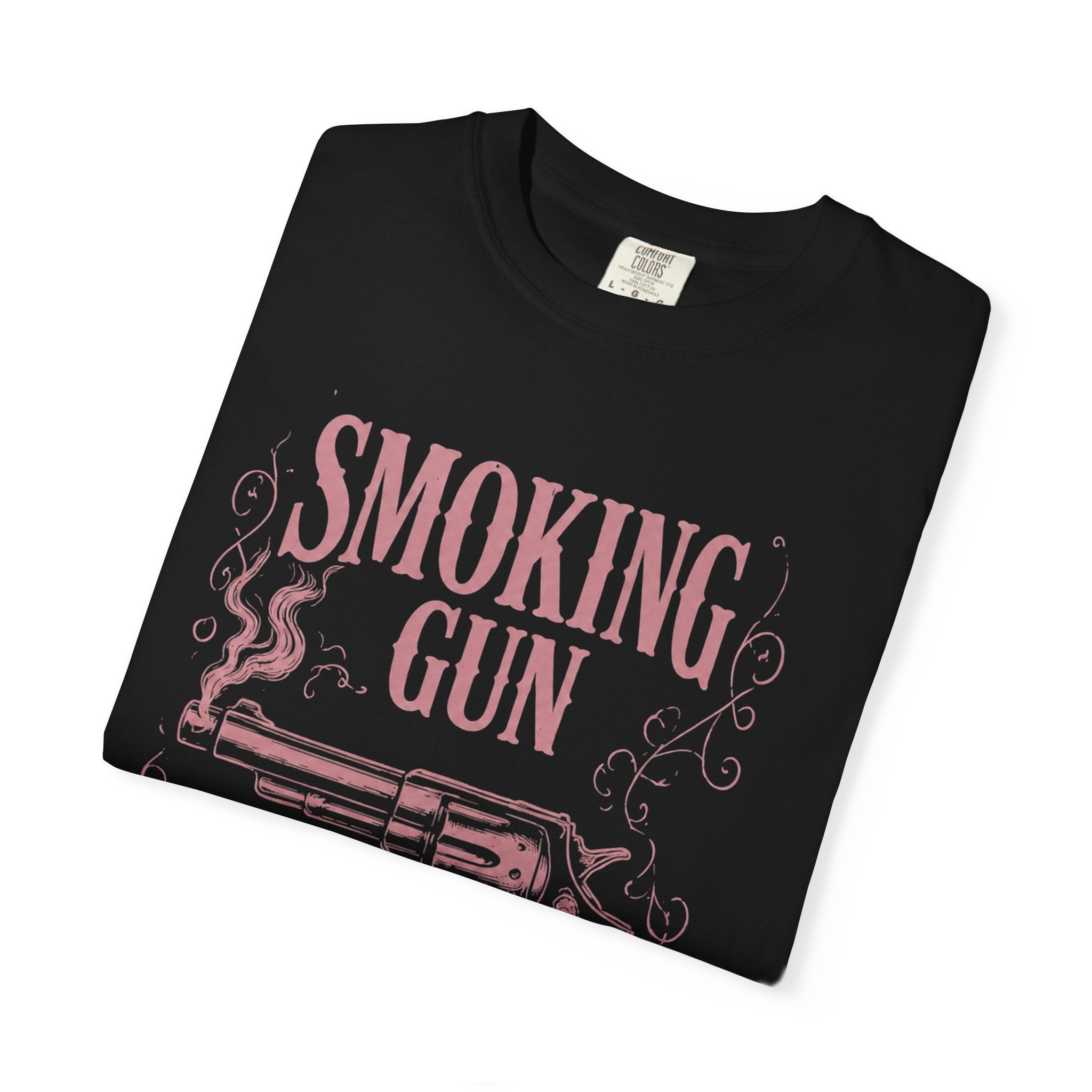 Smoking Gun Graphic T-Shirt|Vintage Western Pink Graphic Tee|"I Don't Chase, I Replace" Statement Shirt|Beyond Fake Co.