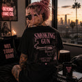 Smoking Gun Graphic T-Shirt|Vintage Western Pink Graphic Tee|"I Don't Chase, I Replace" Statement Shirt|Beyond Fake Co.