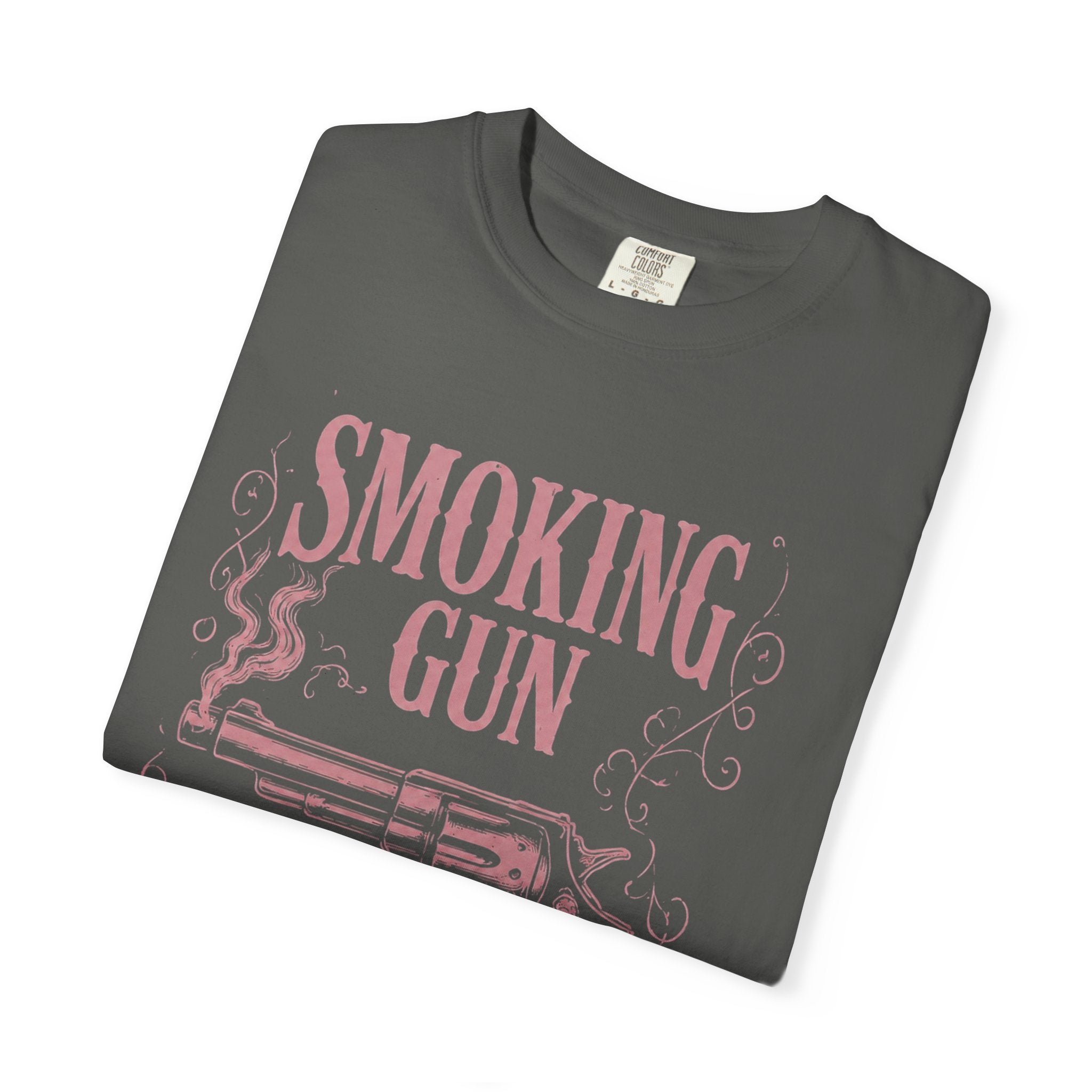 Smoking Gun Graphic T-Shirt|Vintage Western Pink Graphic Tee|"I Don't Chase, I Replace" Statement Shirt|Beyond Fake Co.