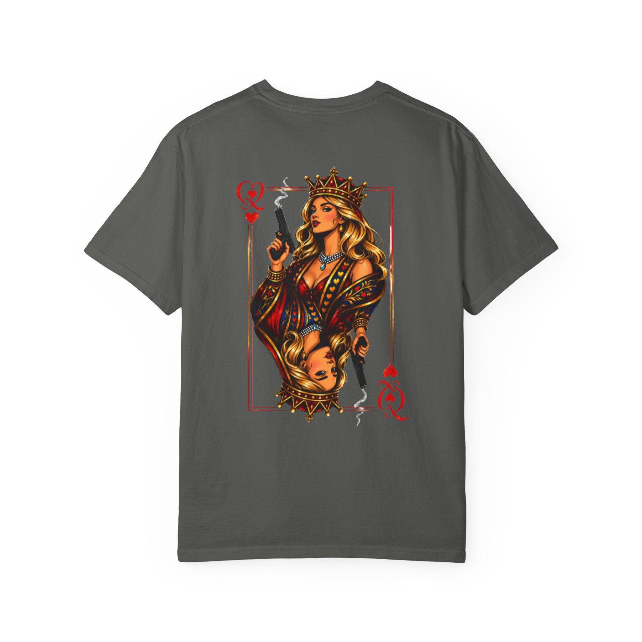 Smoking Gun Queen| Back Graphic Playing Card Tee