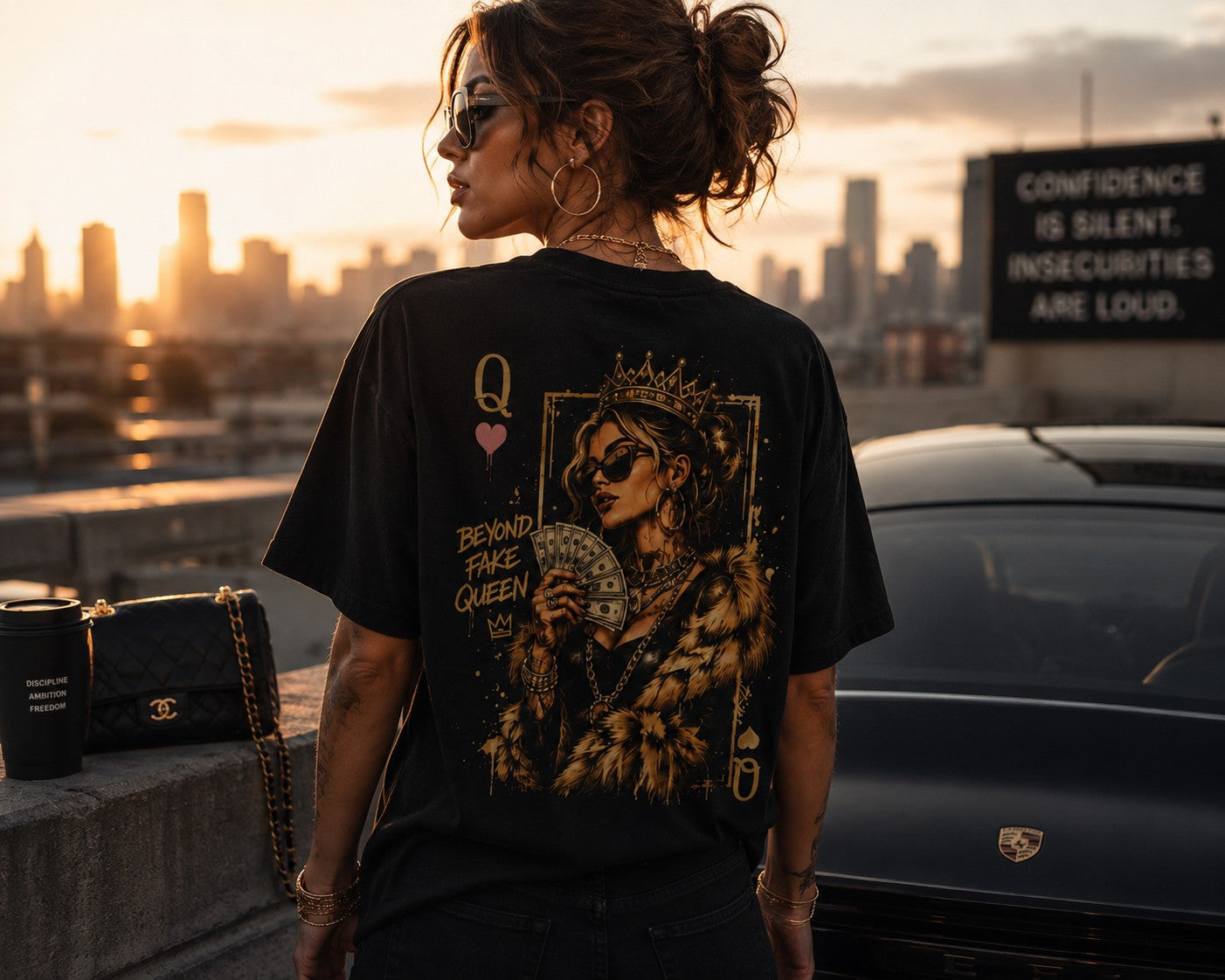 Gold Baller Queen Back Print Graphic T-Shirt