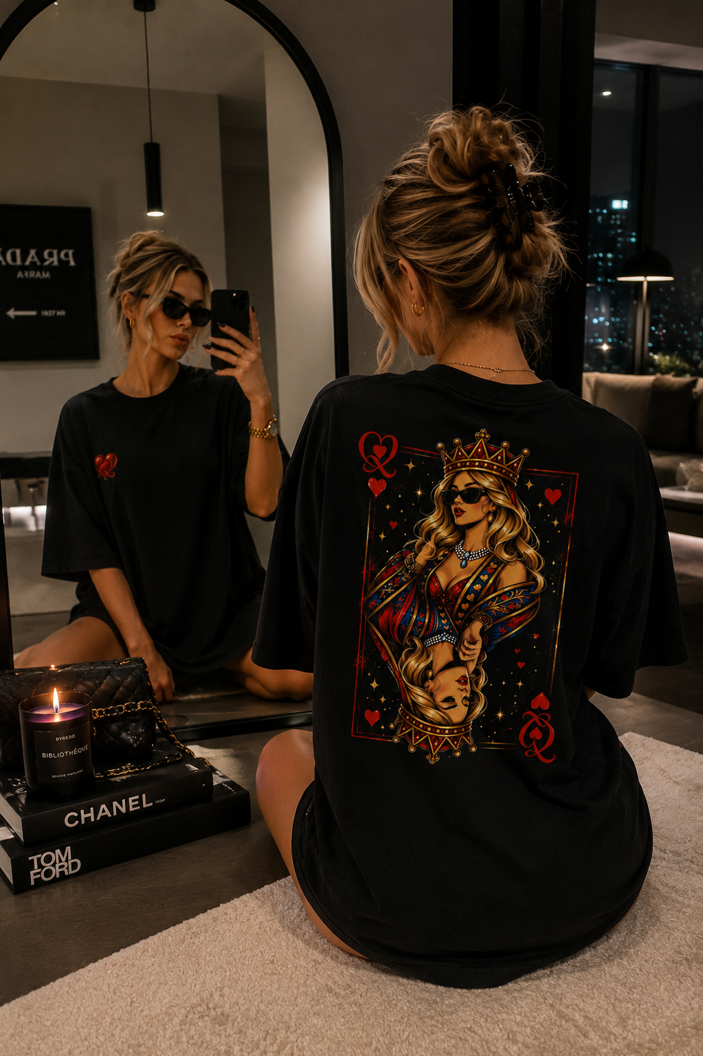 Sunglasses Queen Softstyle Back Graphic Tee
