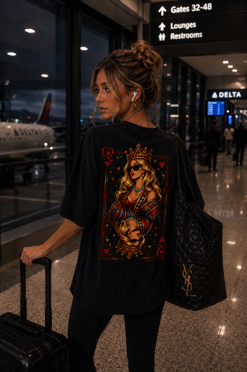 Sunglasses Queen Softstyle Back Graphic Tee